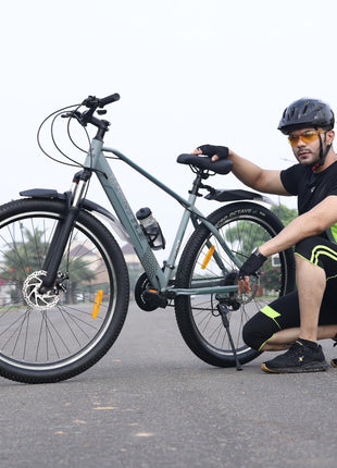 VESCO Throttle 29-T MTB 21 Speed Shimano Gear Cycle for Men | Dual Disc Brake | Front Suspension | Frame 18 Inch | Mountain Bike | Ideal for 17+ Years Adult Men & Women (Grey) 