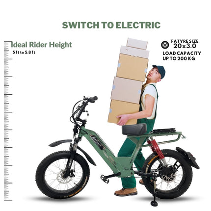 VIGOREBIKE V-Cargo Electric Cycle with Dual Disc Brakes, 550w BLDC Motor, 20Ah Li-Ion Battery, Throttle with Battery Indicator, 95% Pre-Assembled with Charger, Black Color LCD Display 