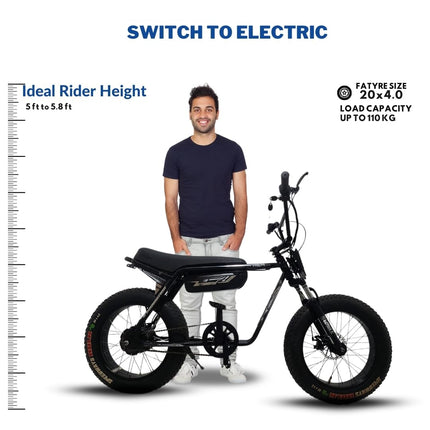 VIGOREBIKE X Fat Tyre 20 x 400 Inches Lithium Ion E-Moto Bike 60 KM Range 48V Battery 