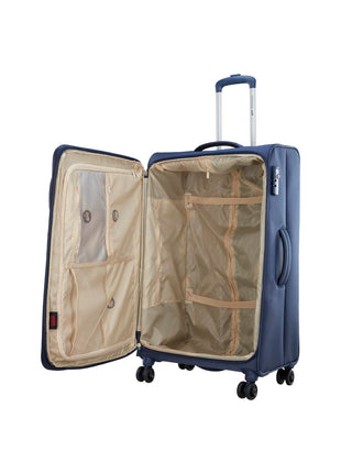 VIP Unicorn Nxt 8W Str 80 Cm | Check-in Polyester Soft Sided 8 Wheels Spinner Trolleys (Blue, Large) 