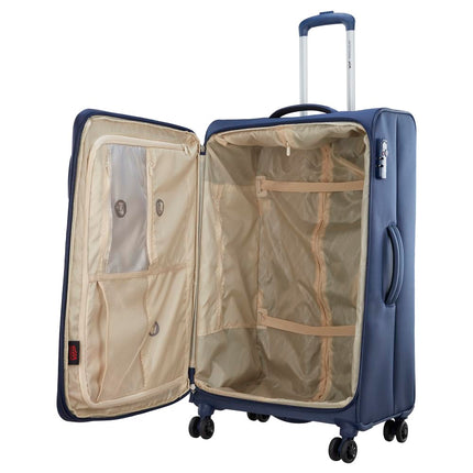 VIP Unicorn Nxt 8W Str 80 Cm | Check-in Polyester Soft Sided 8 Wheels Spinner Trolleys (Blue, Large) 