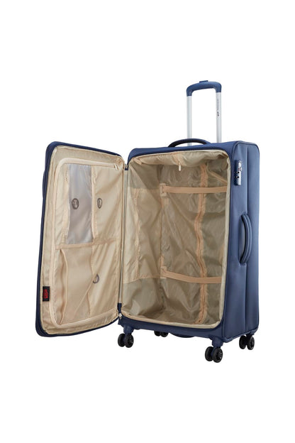 VIP Unicorn Nxt 8W Str 80 Cm | Check-in Polyester Soft Sided 8 Wheels Spinner Trolleys (Blue, Large) 