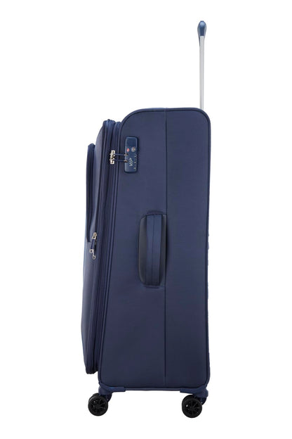 VIP Unicorn Nxt 8W Str 80 Cm | Check-in Polyester Soft Sided 8 Wheels Spinner Trolleys (Blue, Large) 