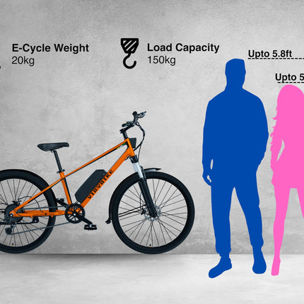 VIR BIKE V2 Unisex 29" Aluminium Alloy Electric Cycle, 13Ah Removable Battery, LCD Display, 7-Speed, 250W BLDC Motor (McLa Orange) (McLa Orange, 29, 10, Amp Hours) 