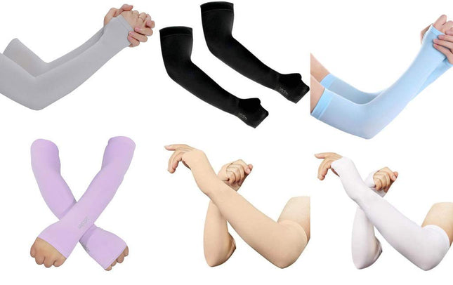 VT VIRTUE TRADERS UV Fingerless Full Hand Sleeves for Men's and Women's Driving Gloves (Pack of 6 Sleeves) 