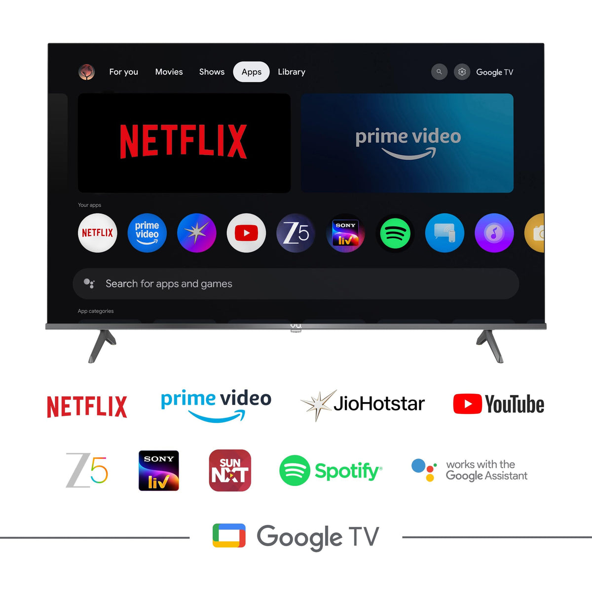 VU 139cm (55 inches) GloQLED Series 4K QLED Smart Google TV 55GLOQLED25 