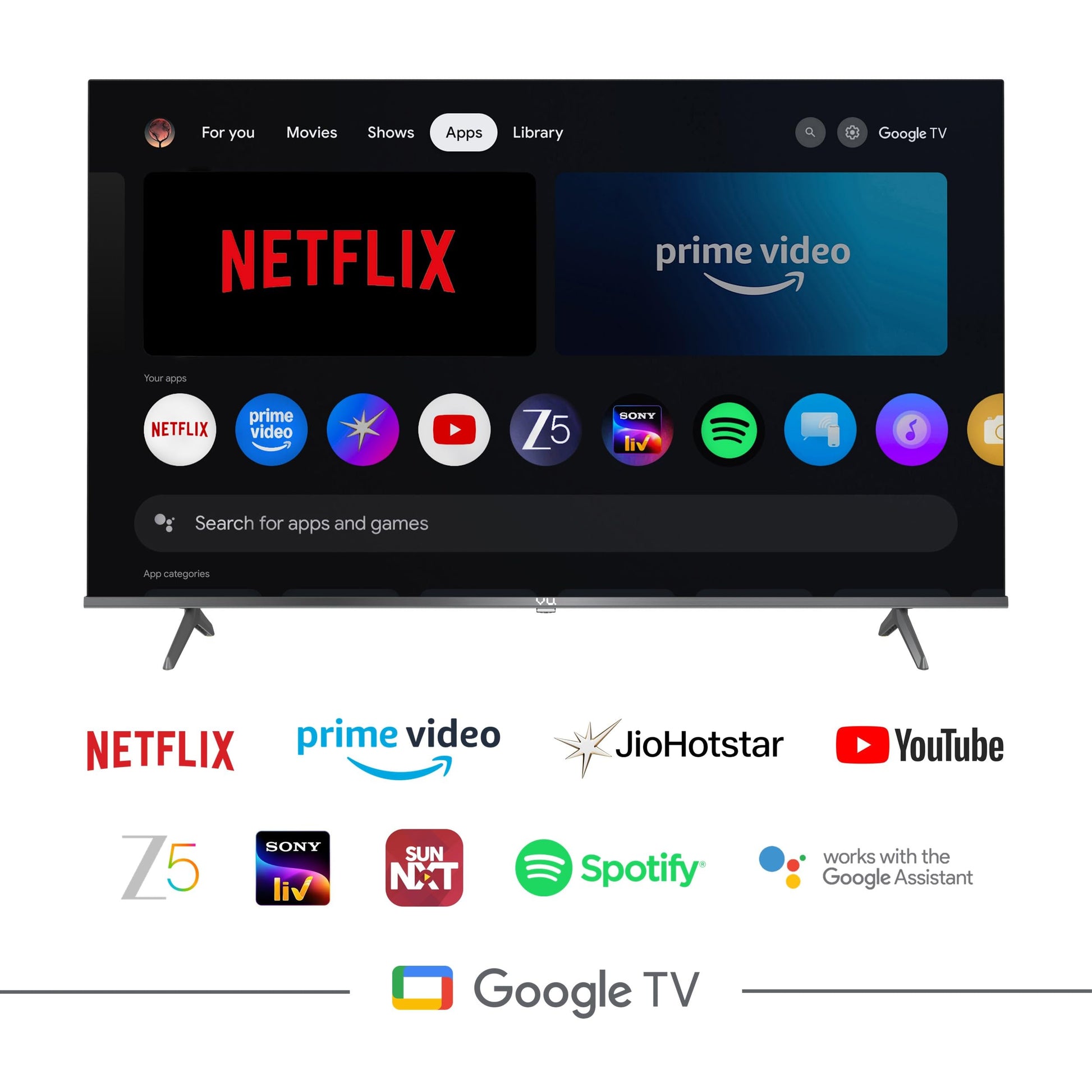VU 164cm (65 inches) GloQLED Series 4K QLED Smart Google TV 65GLOQLED25 