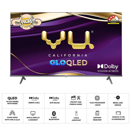 VU 164cm (65 inches) GloQLED Series 4K QLED Smart Google TV 65GLOQLED25 