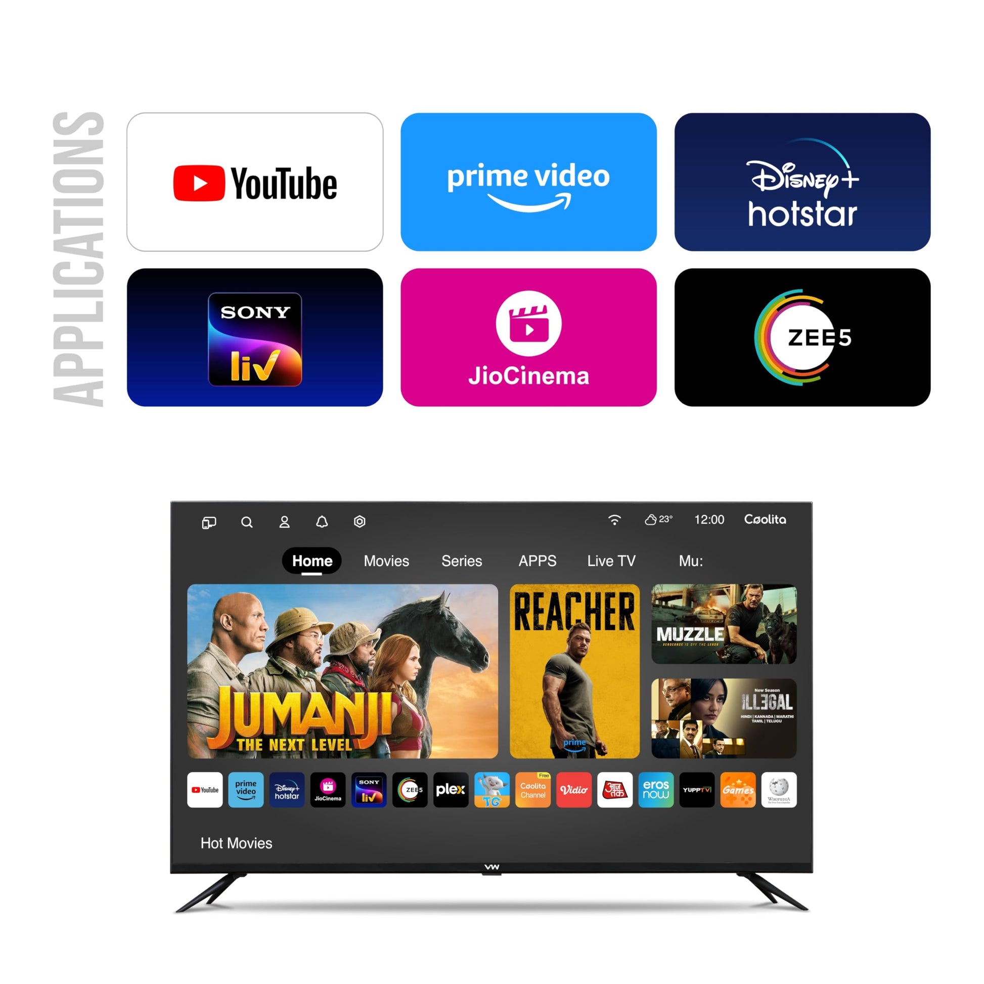 VW 109 cm (43 inches) Linux Frameless Series Full HD Smart LED TV VW43C3 
