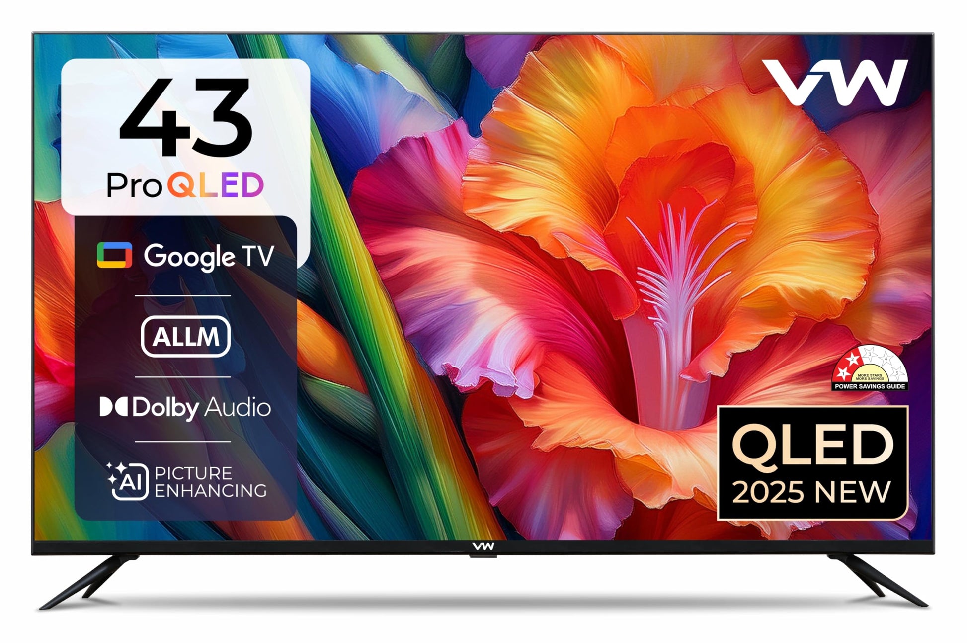 VW 109 cm (43 inches) Pro Series 4K Ultra HD Smart QLED Google TV VW43GQ1 (Black) 