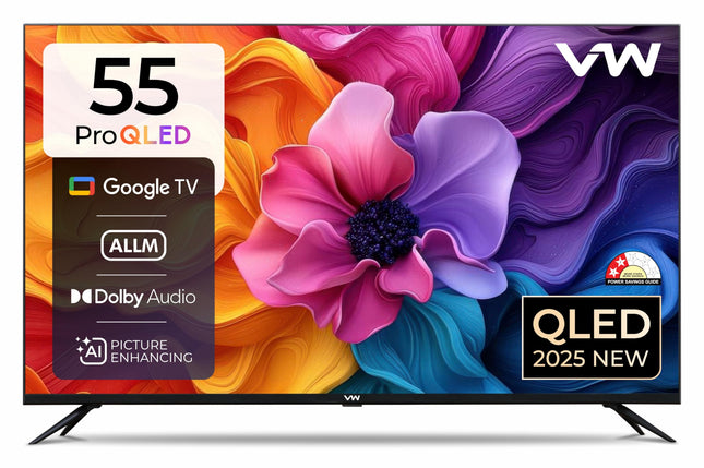 VW 140 cm (55 inches) Pro Series 4K Ultra HD Smart QLED Google TV VW55GQ1 (Black) 