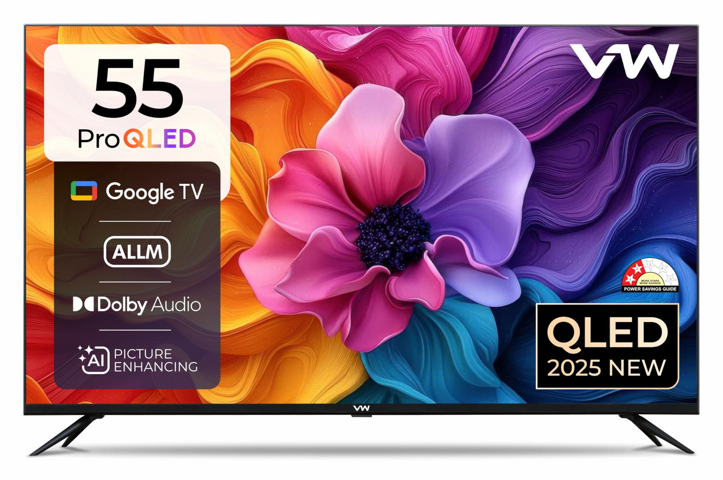 VW 140 cm (55 inches) Pro Series 4K Ultra HD Smart QLED Google TV VW55GQ1 (Black) 