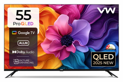 VW 140 cm (55 inches) Pro Series 4K Ultra HD Smart QLED Google TV VW55GQ1 (Black) 