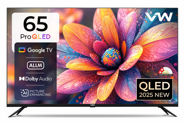 VW 165 cm (65 inches) Pro Series 4K Ultra HD Smart QLED Google TV VW65GQ1 (Black) 