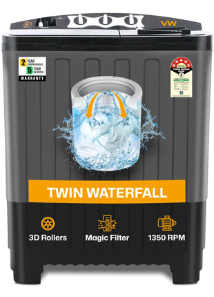 VW 7.5 kg 5 Star Aqua Spin Semi Automatic Top Load Washing Machine AquaSpin0075P (Black) 