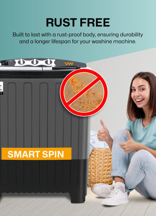 VW 7.5 kg 5 Star Aqua Spin Semi Automatic Top Load Washing Machine AquaSpin0075P (Black) 