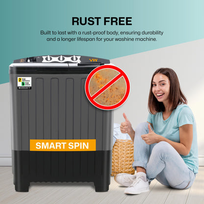 VW 7.5 kg 5 Star Aqua Spin Semi Automatic Top Load Washing Machine AquaSpin0075P (Black) 