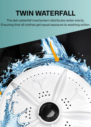 VW 7.5 kg 5 Star Aqua Spin Semi Automatic Top Load Washing Machine AquaSpin0075P (Black) 