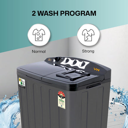 VW 7.5 kg 5 Star Aqua Spin Semi Automatic Top Load Washing Machine AquaSpin0075P (Black) 