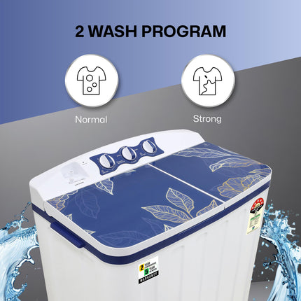 VW 7.5 kg 5 Star Pure Wash with Toughened Glass Semi Automatic Top Load Washing Machine PureWash0075G (White) 