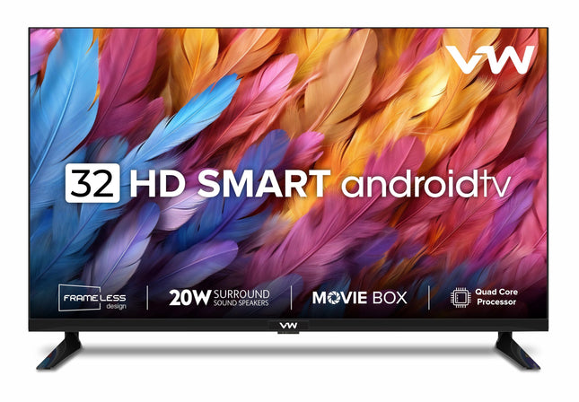 VW 80 cm (32 inches) Frameless Series HD Ready Android Smart LED TV VW32S (Black) 