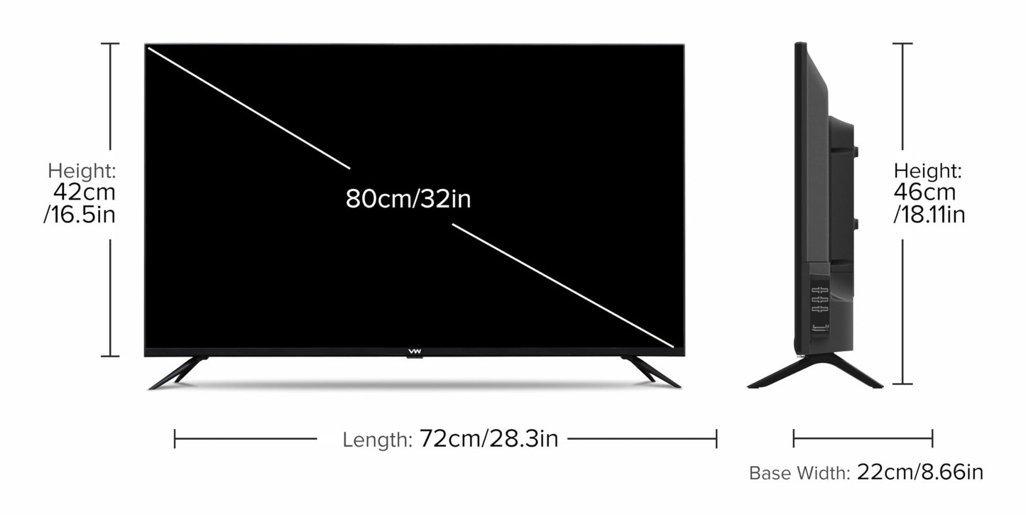 VW 80 cm (32 inches) Linux Frameless Series HD Ready Smart LED TV VW32C3 (Black) | with 18 Months Warranty 