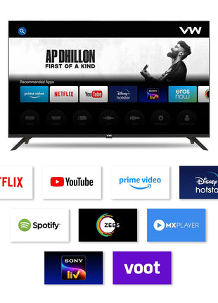 VW 80 cm (32 inches) Playwall Frameless Series HD Ready Android Smart LED TV VW3251 (Black) 