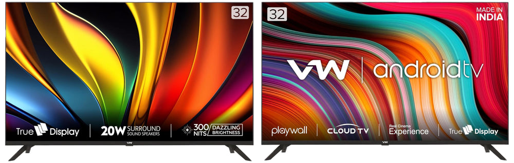 VW 80 cm (32 inches) Playwall Frameless Series HD Ready Android Smart LED TV VW3251 (Black) 80 cm (32 inches) Frameless Series HD Ready LED TV VW32A (Black) price under 20000