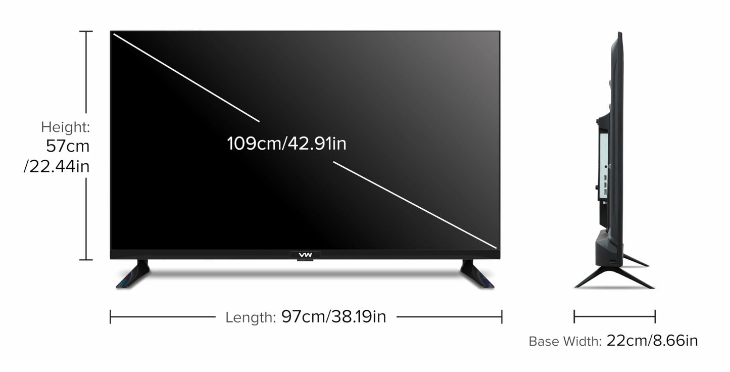 VW OptimaX 43 Inch Full HD Smart QLED Android TV VW43AQ1 