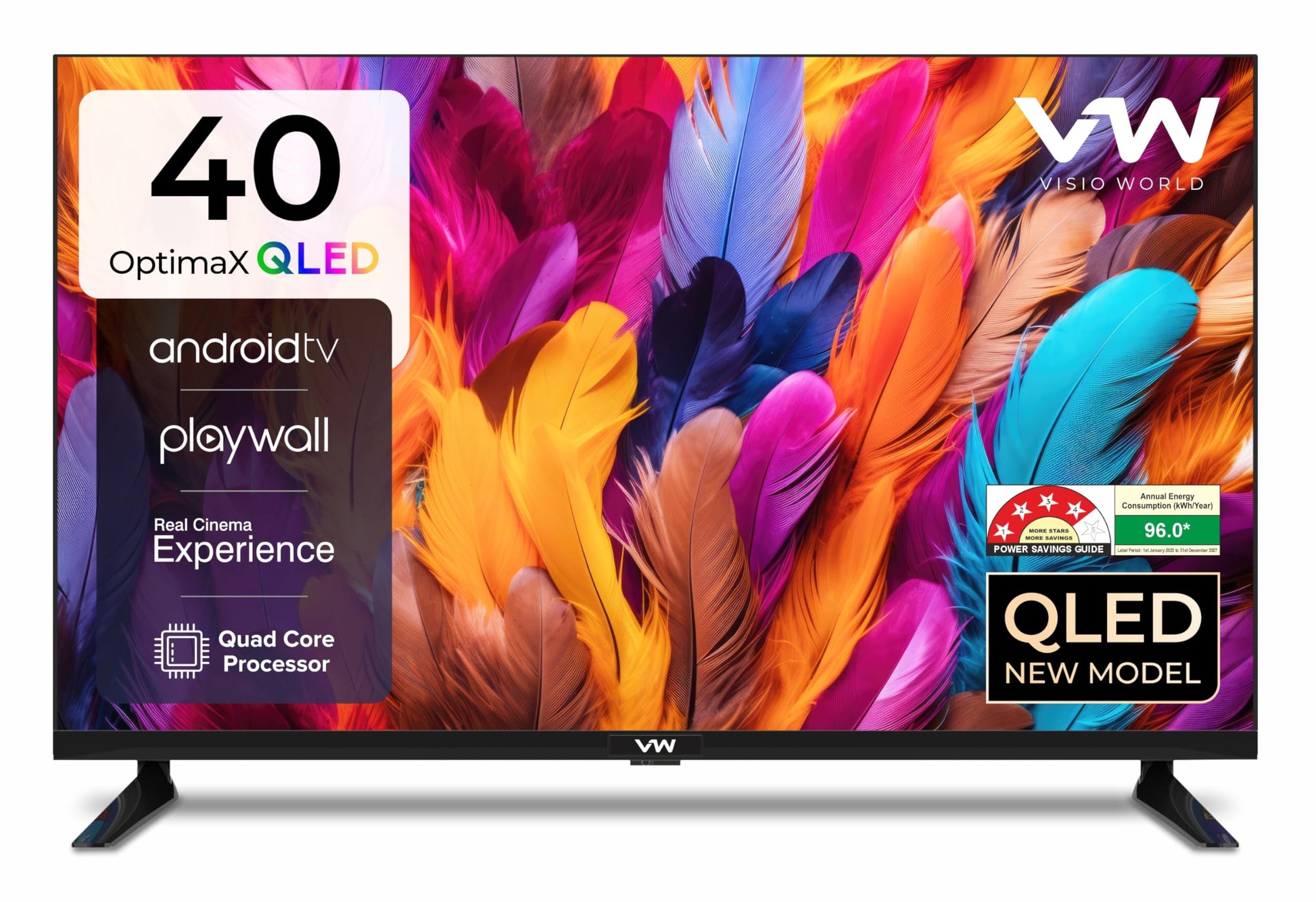 VW ( Visio World. 101 cm (40 inches) OptimaX Series Full HD Smart QLED Android TV VW40AQ1 (Black) 