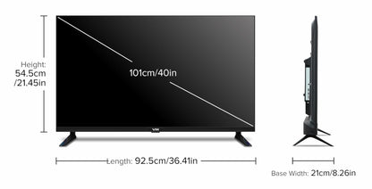 VW ( Visio World. 101 cm (40 inches) OptimaX Series Full HD Smart QLED Android TV VW40AQ1 (Black) 