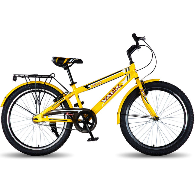 Vaux Excel 24t Cycle for Boys & Girls with V-Brakes, MTB Cycle with 13.5" Steel Frame, Alloy Rims,24x2.40inch Ralson Tyre, Bicycle for Boys 10 to 15 Years (Classic, Yellow) 