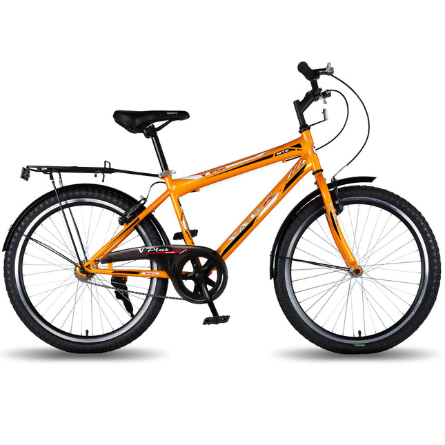 Vaux Plus 24inch Cycle for Boys with Carrier, 24T Cycle for Kids with Steel Frame, Rigid Fork, Alloy Rims,24x2.125inch Ralson Tyre, Bicycle for Kids 10 to 15 Years (Orange) 