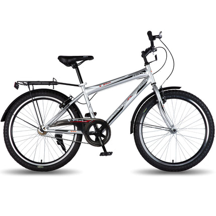 Vaux Plus Cycle for Boys 24T with Carrier, 24inch Cycle for Kids with Steel Frame, Rigid Fork, Alloy Rims,24x2.125inch Ralson Tyre, Bicycle for Kids 10 to 15 Years (Silver) 