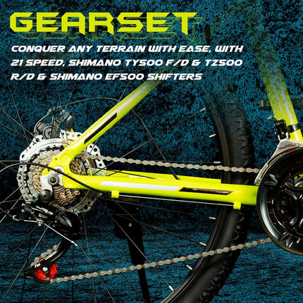 Vaux Saifiz 27.5inch MTB Bicycle for Men with Gear & Disc Brake, Gear Cycle for Adults with 21 Speed Shimano Gearset, Aluminum Alloy Frame, Lockout Suspension Fork, for Age Group 15+ Years(Green) 