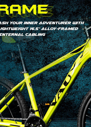 Vaux Saifiz 27.5inch MTB Bicycle for Men with Gear & Disc Brake, Gear Cycle for Adults with 21 Speed Shimano Gearset, Aluminum Alloy Frame, Lockout Suspension Fork, for Age Group 15+ Years(Green) 