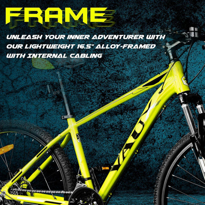 Vaux Saifiz 27.5inch MTB Bicycle for Men with Gear & Disc Brake, Gear Cycle for Adults with 21 Speed Shimano Gearset, Aluminum Alloy Frame, Lockout Suspension Fork, for Age Group 15+ Years(Green) 
