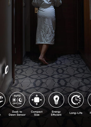 VazzLox Night Lamp for Bedroom 4PCS Smart Sensor Automatic ON/OFF Dim LED Light Energy Saving 0.5W Night Light Long Life Plug in Bed Lamps for Bedroom Lights for Hallway Stairs Kitchen Bathroom (Warm) 