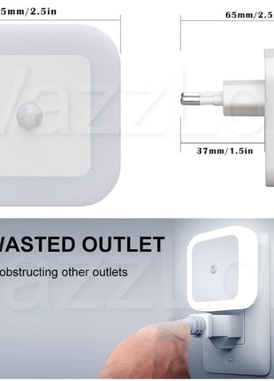 VazzLox Night Lamp for Bedroom 4PCS Smart Sensor Automatic ON/OFF Dim LED Light Energy Saving 0.5W Night Light Long Life Plug in Bed Lamps for Bedroom Lights for Hallway Stairs Kitchen Bathroom (Warm) 
