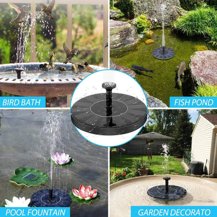 Verilux Plastic Fountain Solar Power Floating Water Pump For Pool Pond Garden And Patio Plants Round 7V 1.4W (Black) 