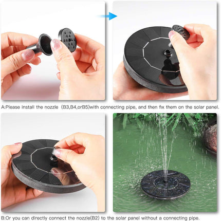 Verilux Plastic Fountain Solar Power Floating Water Pump For Pool Pond Garden And Patio Plants Round 7V 1.4W (Black) 