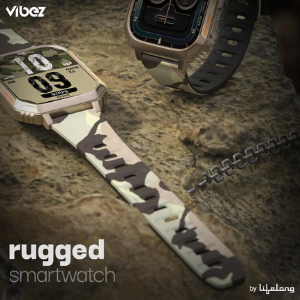Vibez by Lifelong |New Launch| Trooper Smart Watch for Men | 2.02 Always On Display AMOLED, 550 NITS, 60Hz Refresh Rate, Two Straps, BT Calling, Multiple Sports Mode, Rugged Smartwatch (VBSW2124) 