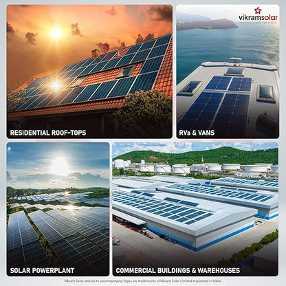 Vikram Solar Panel 590 Watt|| HYPERSOL High Efficiency N Type|| Bifacial PV Solar Module|| Non DCR Half-Cut 144 Cells || 53V Voc, 14.5A Isc|| 30 Years Performance Warranty||Pack of 2 Panels~1.2kw 