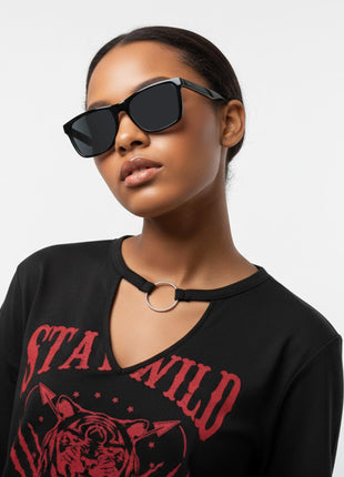 Vincent Chase Black Rim Square Polarised Sunglasses For Men And Women S13973 