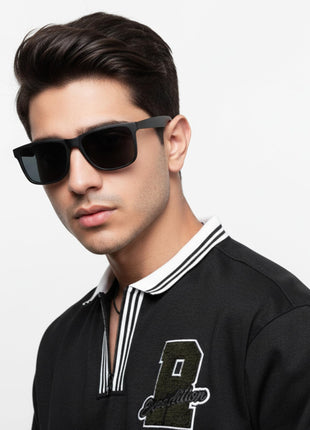 Vincent Chase Black Rim Square Polarised Sunglasses For Men And Women S13973 