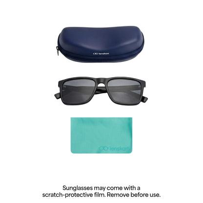 Vincent Chase Black Rim Square Polarised Sunglasses For Men And Women S13973 
