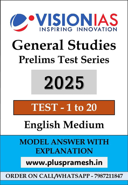 Vision IAS UPSC Prelim Test Series 2025 Test 1to20 | English medium Photocopy with Clear Print 