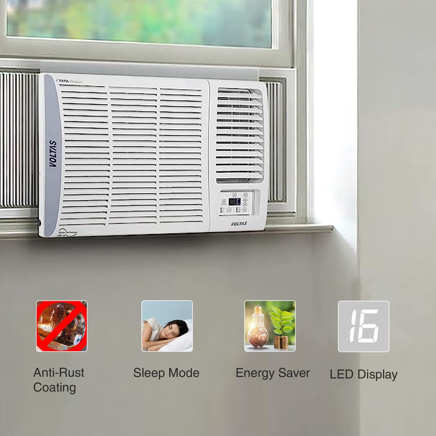 Voltas 1.5 Ton 3 Star, Turbo Mode Window AC (Copper Condenser, Anti-Rust Coating, Anti-Freeze Thermostat, 2023 Model, AC 1.5T 183 Vectra Pearl, White) 