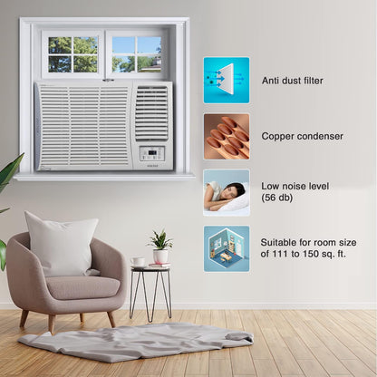 Voltas 1.5 Ton 3 Star, Turbo Mode Window AC (Copper Condenser, Anti-Rust Coating, Anti-Freeze Thermostat, 2023 Model, AC 1.5T 183 Vectra Pearl, White) 