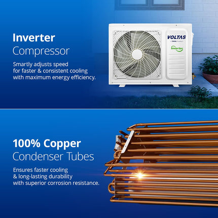Voltas 2 Ton 5 Star, Inverter Split AC(Copper, 4-in-1 Adjustable Mode, Anti-dust Filter, 245V Vectra Plus, White) 